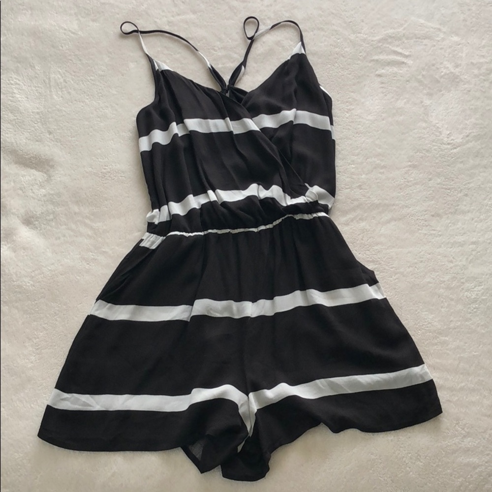 KaPITOL Striped Romper with Spaghetti Straps